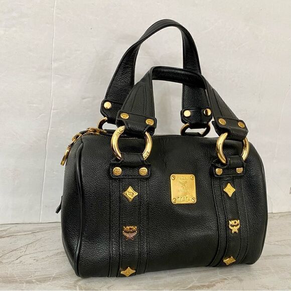 MCM Pebbled Leather Boston Handbag 👜 22cm - Picture 5 of 17